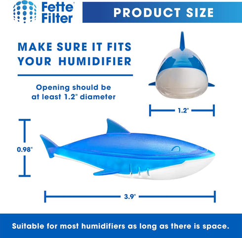 Fette Filter - Shark Shape Humidifier Cleaner, Demineralization Float for Most Humidifiers and Fish Tanks, Pack of 3
