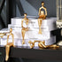 Set 4-Decorate CYYKDA Bookshelf Decor Gold Thinker Statue Figurines of Your Home, Office, or Shelf with Abstract Art