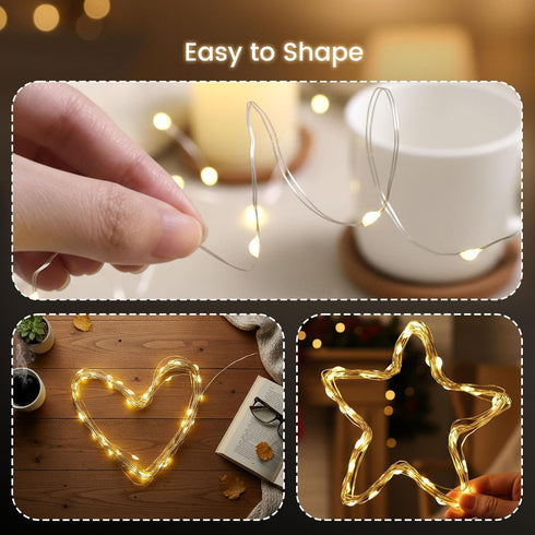 2 Pack 8 (32FT DomeStar Fairy Lights Battery Operate, Rechargeable Lights with Timer, Waterproof Modes for Bedroom