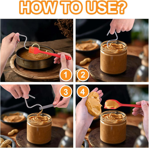 16 26 OZ 10 Vodolo Natural Peanut Butter Stirrer Tool,Nut Butter Mixer Kit Fits - Jars with Silicone Jar Spatula
