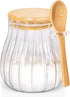 Quald 15oz Sugar Container with Bamboo Lid and Spoon,Sugar Bowl Glass Jar for