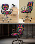 Colorful Floral Mexican Pattern Office Chair Cover, Stretchable Slipcover for Computer Chair Backrest, Mexico Ethnic