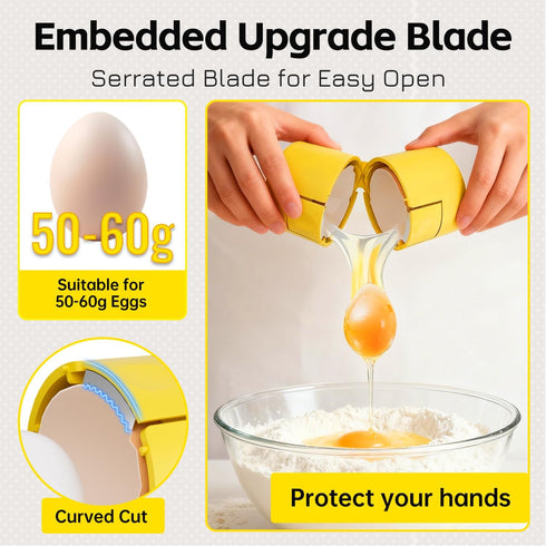 Egg Shell Opener, Egg Peeler Cracker, Cute Egg Separator for Raw Eggs, Home Kitchen Gadgets Tool (Yellow)
