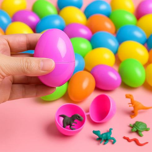 Coynurex 54PCS 2.17'' 6 Fillable Easter Eggs Plastic Hinged Eggs in Colors Bulk Eggs for Hunt, Party, Basket Fillers