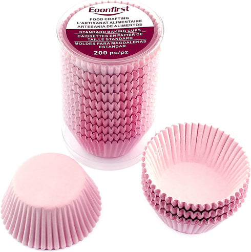 Eoonfirst Standard Size Baking Cups, Thanksgiving Day Cupcake Liners, 200 Pcs (Light Pink)