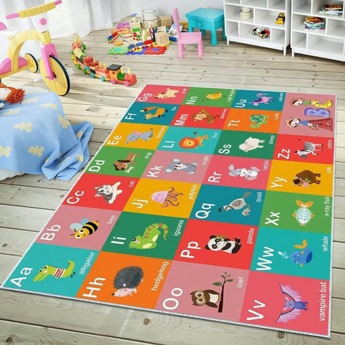 VICIKOIA ABC Alphabet Education Rug, Kids Fun Game Carpet Children's Room, Playroom, Classroom,