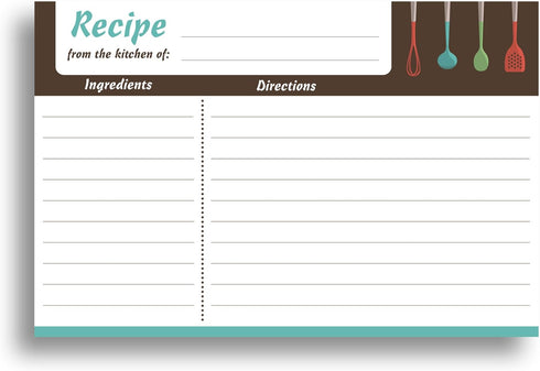 Home Advantage 50 Modern Kitchen Recipe Cards, 4x6 Double Sided