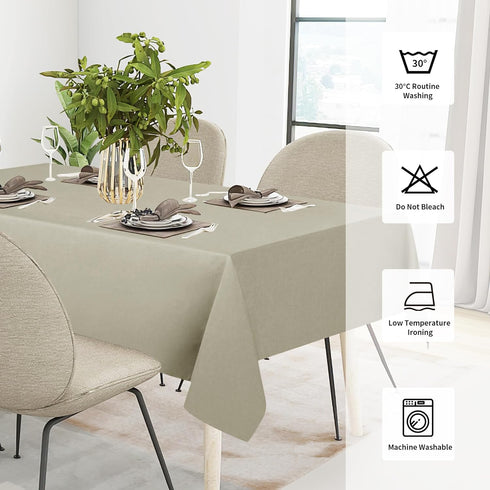 Easy-Going Faux Linen Waterproof Tablecloth, Stain Resistant Rectangle Fabric for Kitchen, Dining, Party, 60x84 in