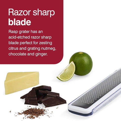 Zyliss SmoothGlide Rasp Grater – Fine Handheld Grater & Citrus Zester with Razor Sharp Stainless Steel Blade &