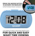Sharp Digital Alarm Clock, Tactile Case with Soft Rubberized Finish, Battery Operated, Blue Backlight on Demand,