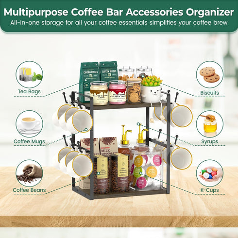 Countertop, 2 12 EsLuker.ly Coffee Station Bar Organizer Mug Holder Stand Tier Mug Cup Tree Rack for Kitchen Office