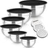 TeamFar Set of 6 Mixing Bowls, Stainless Steel Nesting Salad Bowls with 3 Grater Attachments for Cooking Prepping