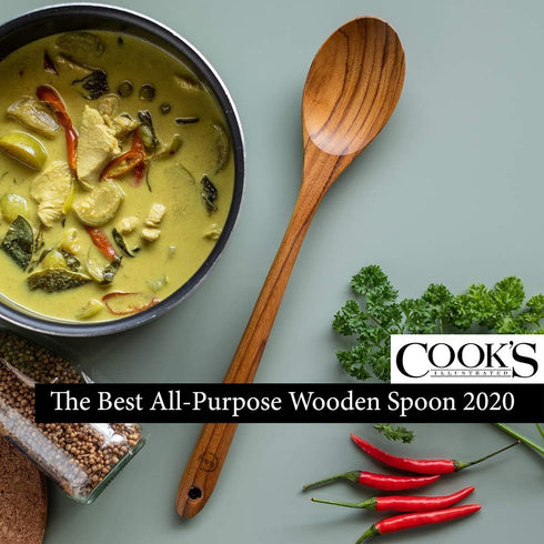 FAAY 13.5" Teak Wooden Cooking Spoon, Mixing Spoon Handcrafted from Teak | Healthy High Moist Resistance