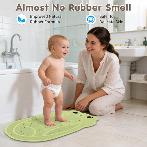 JOYCANO 18mm 30"x18" Upgraded Kids Bathtub Mat Non Slip, Low-Odor Natural Rubber Bath Mat with Strong Suction Cups