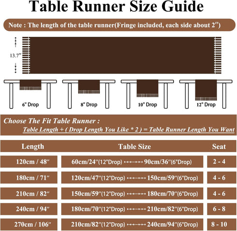 13 48 Inch Floral Dark Brown Table Runner for Living Room Jacquard Flower Dining Table Runner with Tassels Modern