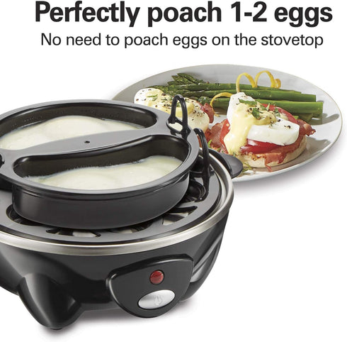 3-in-1 14, (25508) Hamilton Beach Electric Egg Cooker for Hard Boiled Eggs, Poacher, Omelet Maker & Vegetable Steamer