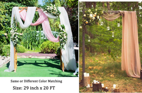 Lavender Wedding Arch Draping Fabric, 29" x 20FT Sheer Chiffon Tulle Drapes for Ceremony, Arbor, Party Decoration