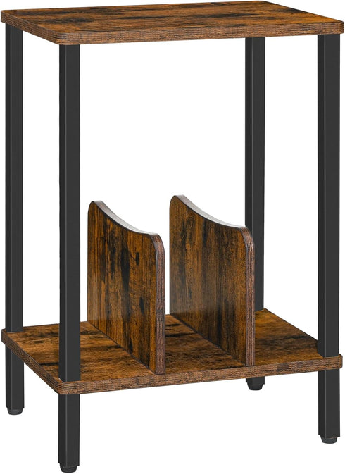2-Tier 100 Albums, FG05RS01 HOOBRO Small End Table, Record Player Stand Vinyl Record Turntable Stand with Storage up