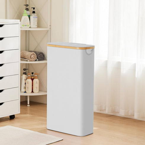 Fiona's magic Slim Laundry Hamper with Lid - 63L Narrow Laundry Basket with Removable Bag, Grey Collapsible