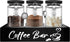 MACIFECI Glass Coffee Containers with Shelf Coffee Station Organizer 54oz Black Glass