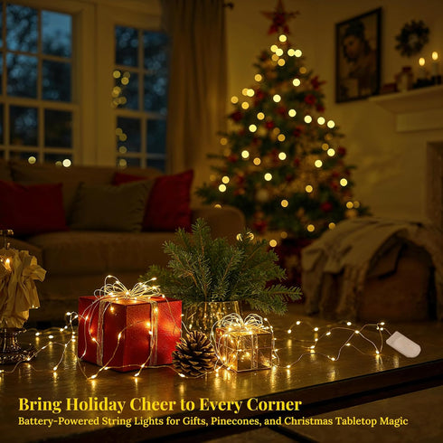 inpmrl 12 Pack 7ft 20 (12 Pack LED Fairy Lights, LED Battery Operated Silver Wire String Lights, Warm White Mini Starry