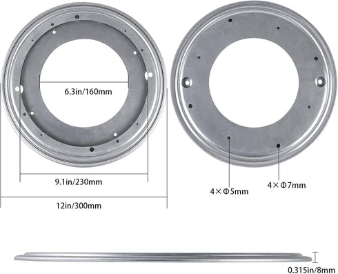 HSTECH 12 inch 800lbs Rack(360 Lazy Susan, Rotating Bearing Plate Heavy Duty for Rotating Table, Book Case, Serving