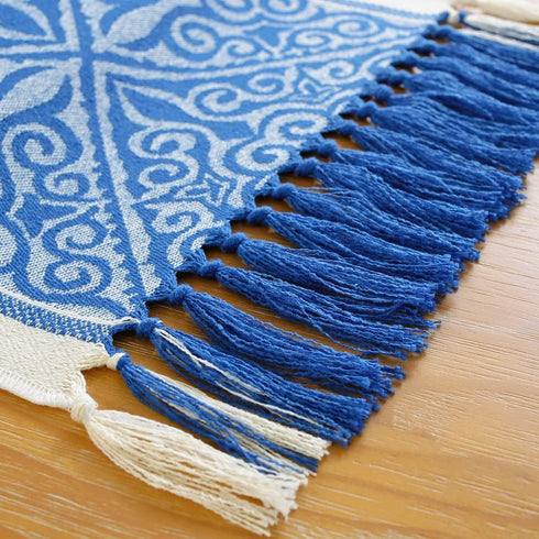 13 48 Inch Floral Coffee Table Runner for Living Room Kitchen Farmhouse Bordered Dining Table Runner with Fringe