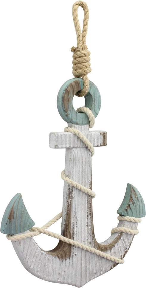 Stonebriar Anchor Wall Decor, Worn White, 1.00" x 9.50"
