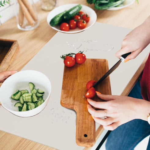 Silicone Mat for Kitchen Counter, BPA-Free Heat-Resistant NonSlip Table Mat, Light Grey, 15.7×11.8inch-2pcs