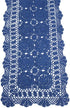 KEPSWET Cotton Handmade Crochet Lace Table Runner, Blue Rectangle Coffee Table Dresser Decor (14x36 inch)