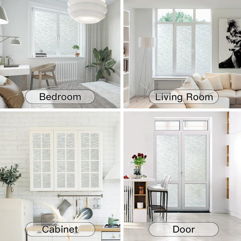 Haton Window Privacy Film, Frosted Glass Static Cling Sun Heat Blocking Window Clings, Non Adhesive 23.6" x 78.7"