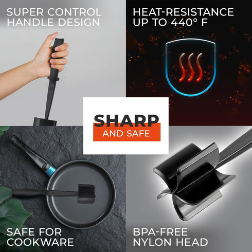 Meat Chopper Utensil for Ground Beef, Quickly Breaks Up Frozen Hamburger, Food Grade Nylon, Dishwasher Safe