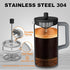 YOLIFE 34oz French Press Coffee Maker, 4 Cup, Heat-Resistant Borosilicate Glass, Portable Cold Brew (Grey/Black)