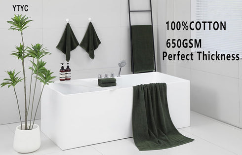 27.5x55 Inches Set 6 100 650GSM Green,6PCS) YTYC Luxury Bath Towels of Large, Percent Cotton Super Absorbent Soft
