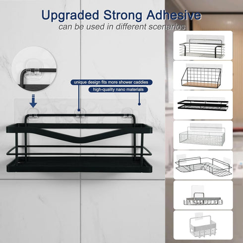 4 Pack Shower Caddy Adhesive Replacement, Strong Adhesive Shower Hooks, Water-Proof Shower Adhesive Strips, No Drilling