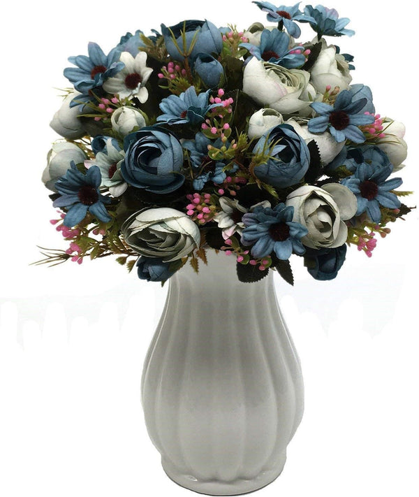 CATTREE Artificial Peony Bud Mixed Flowers, 4pcs Silk Fake Flowers Bouquet for Home Garden Office Decor