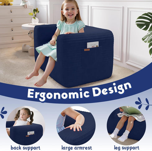COMAX Bean Bag Chair for Kids, Stuffed Toddler Couch for Boys and Girls, Corduroy Lazy Sofa Filler with Shredded Sponge