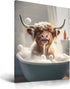 UPWOIGH Highland Cow Wall Art, 12x16in Waterproof Wood Framed Canvas - Cute Funny Animal Bathing Abstract Prints