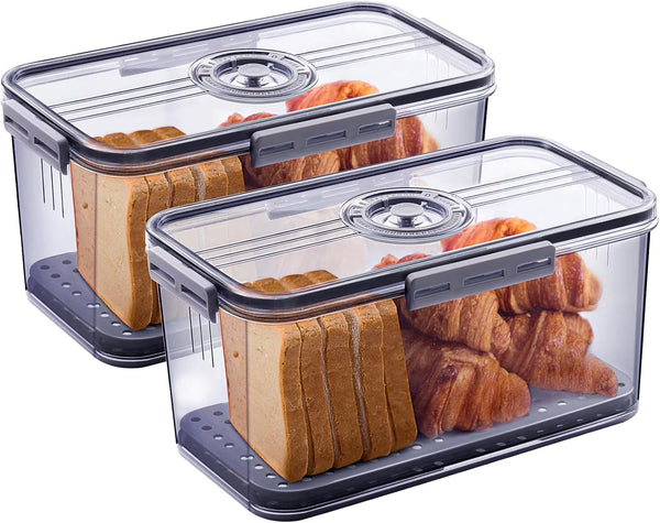 Gifhomfix 2Pcs Bread Box Bread Boxes for Kitchen Counter Airtight, Double Time