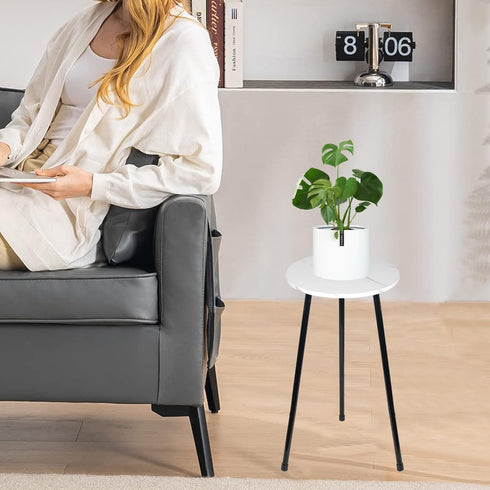 ARTORA 18 Inch (18.11' 9.25") Indoor Plant Stand, Mid Century Wood Plant Stool Adjustable White Corner Tall Plant Sand