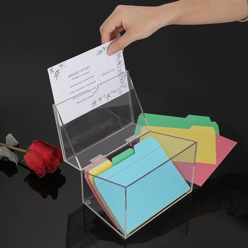 BTSKY Clear Acrylic 4 x 6 inch Index Card Box - Recipe Card Box Plastic Storage Organizer for Notecards