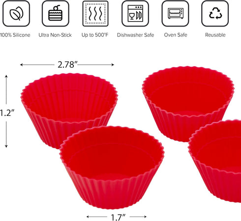 NuWave Silicone Baking Kit, 8x8-inch Baking Pan & Reusable Cupcake Liners, Red, 7pc