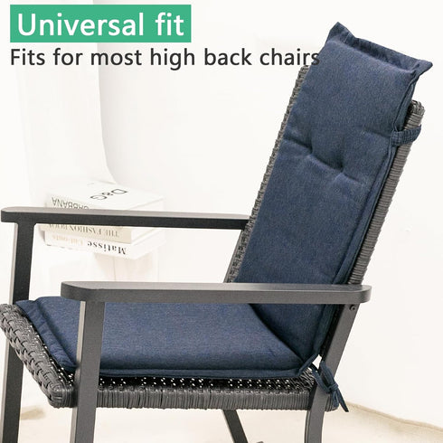 18" 42" 1.5", Set 2, Helios&Hestia Indoor High Back Rocking Chair Cushions with Back Elastic and Ties, Outdoor Dining