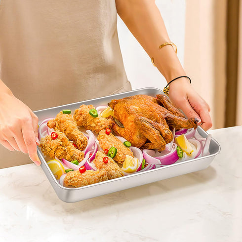 TeamFar Lasagna Pan, 12.3’’ x 9.75’’ x 2’’, Heavy Duty Stainless Steel Casserole Pan for Baking, Dishwasher Safe