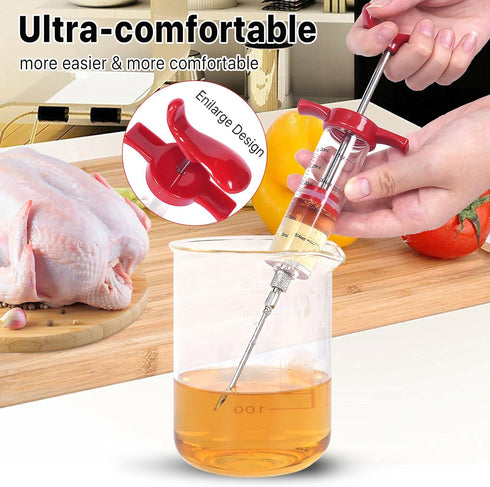 Meat Injector Syringe with 3 Marinade Injector Needles for BBQ Grill, Portable Turkey Injector Kit