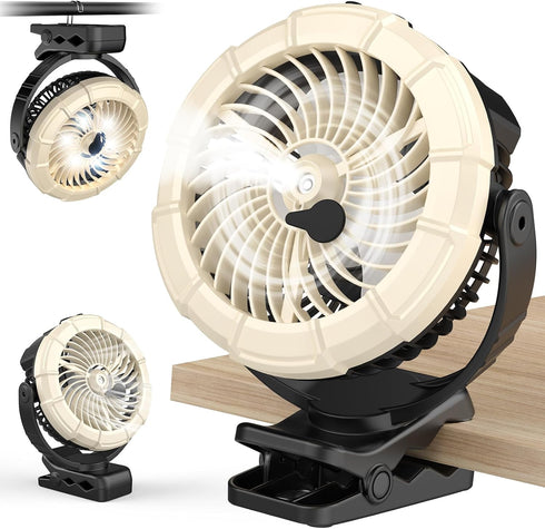 Ausic 3-in-1 Portable Clip on Fan with Misting & LED Lights &