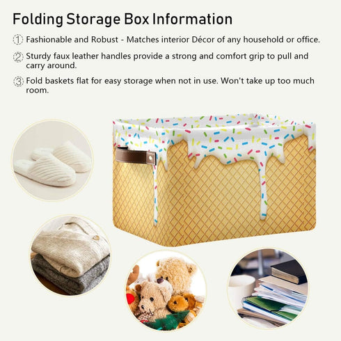 15x11x9.5inch Ice Cream Cone Storage Bin - Large Canvas Basket