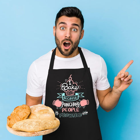 Funny Baking Aprons for Women Men, Cute Kitchen Cooking Aprons with 2 Pockets - Birthday Housewarming Gifts