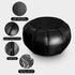 Louis Donn Round Unstuffed Faux Leather Pouf Ottoman Cover, Portable Indoor Outdoor Foot Rest Cover with Invisible
