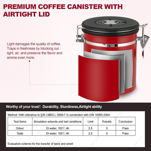 Cereal,16OZ,Red ShanSon Coffee Canister Airtight Coffee Container Stainless Steel Coffee Bean Storage Container